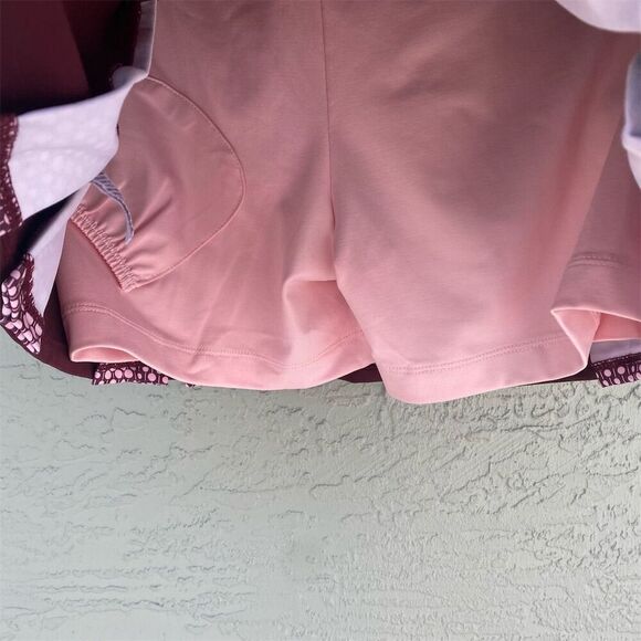 LBH Women's Pleated Tennis Skort M Burgundy & Pink Built-in Shorts - Picture 7 of 8